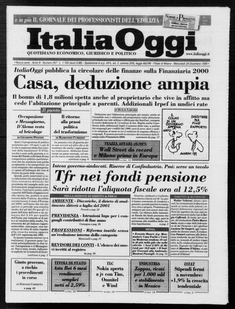 Italia oggi : quotidiano di economia finanza e politica